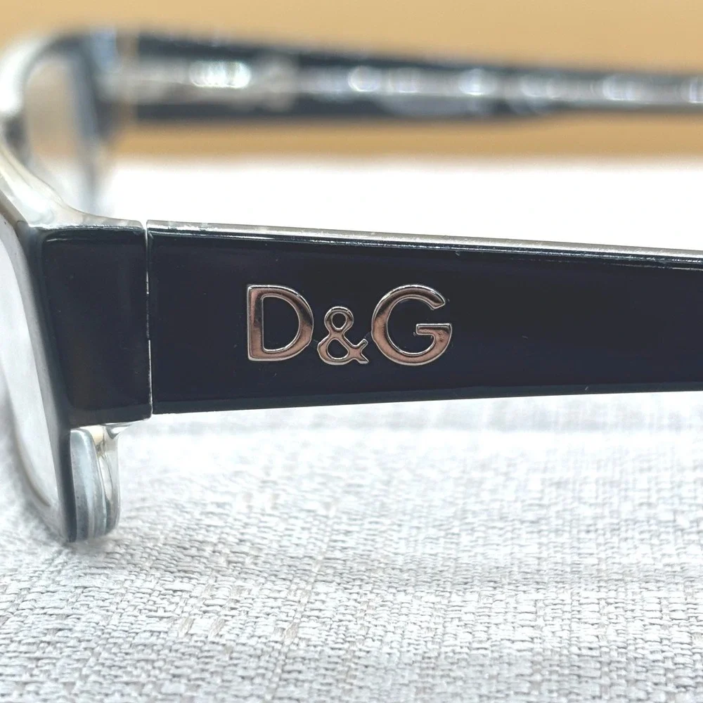 D&G Dolce and Gabbana Eyeglass Frames 52-16-135 Black 1121 Excellent Geek-Chic